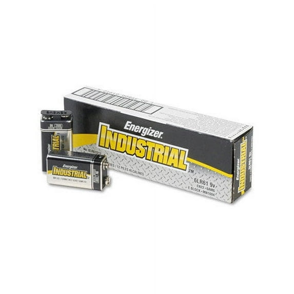 Energizer EN22 Industrial Alkaline Batteries, 9V, 12/Box