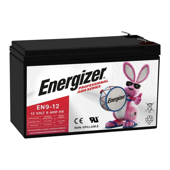 Energizer EN9-12, 12 Volt 9 Amp Hr, Long Lasting Sealed Lead Acid AGM Rechargeable Battery Ideal For Use In Home Alarm Systems, Backup Power, Scooters, and more