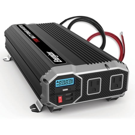 Energizer ENK1100 1100 Watts Power Inverter Modified Sine Wave Car Inverter, 12V to 110 Volts, Two AC Outlets, Two USB Ports (2.4 Amp) and Battery Cables Included