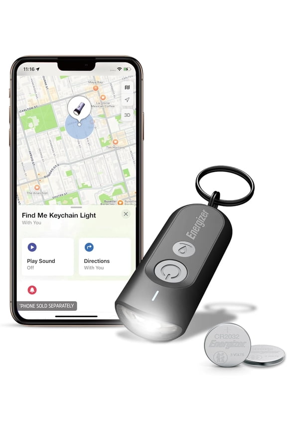 Energizer Find Me Keychain Light, Apple Find My Compatible Bluetooth Tracker, Bright LED Keychain Flashlight, Compact Locator for Keys, Bags & Gear