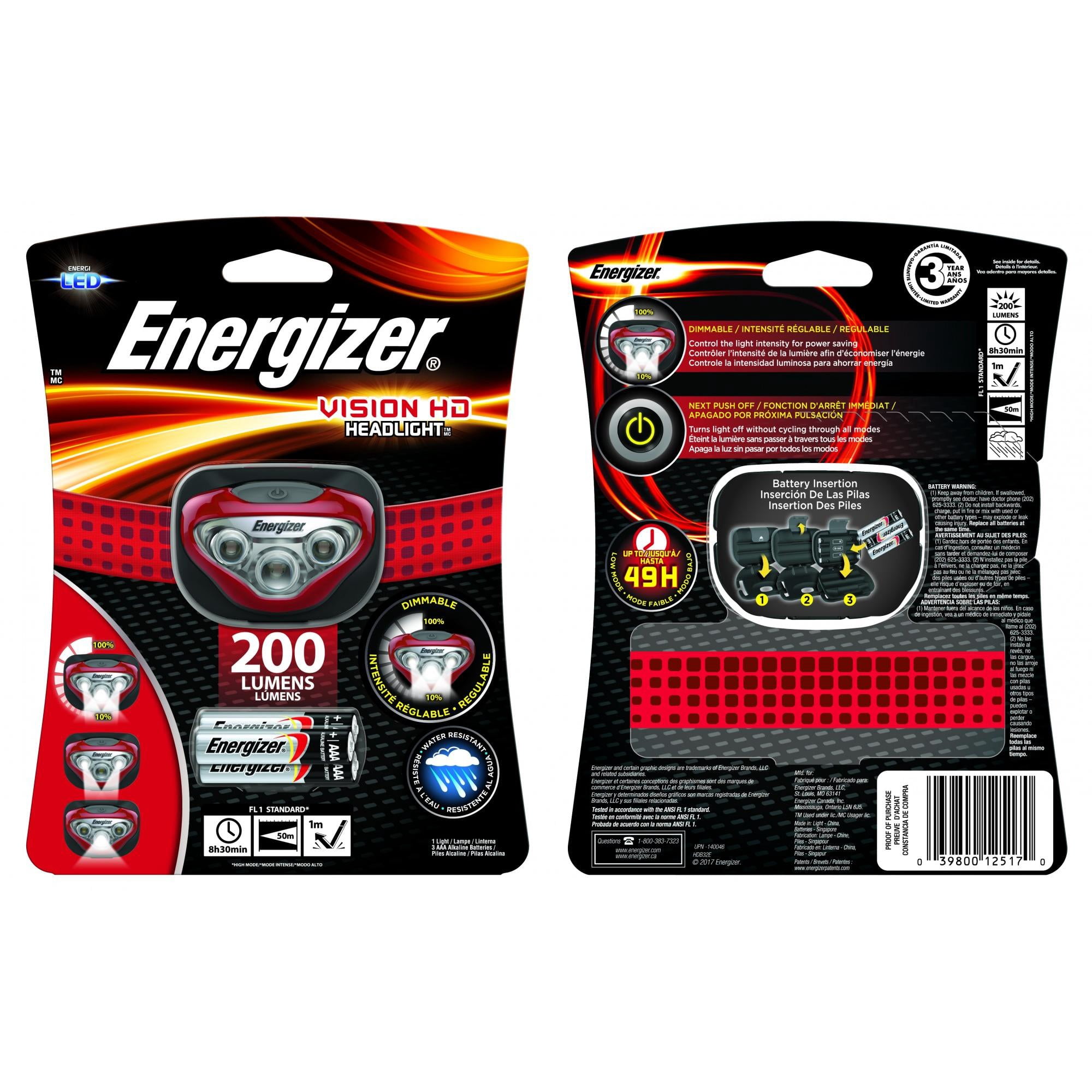 Energizer HDL33A2E Flashlight Eveready Energizer LED Headlight Eveready Energizer  set of 1