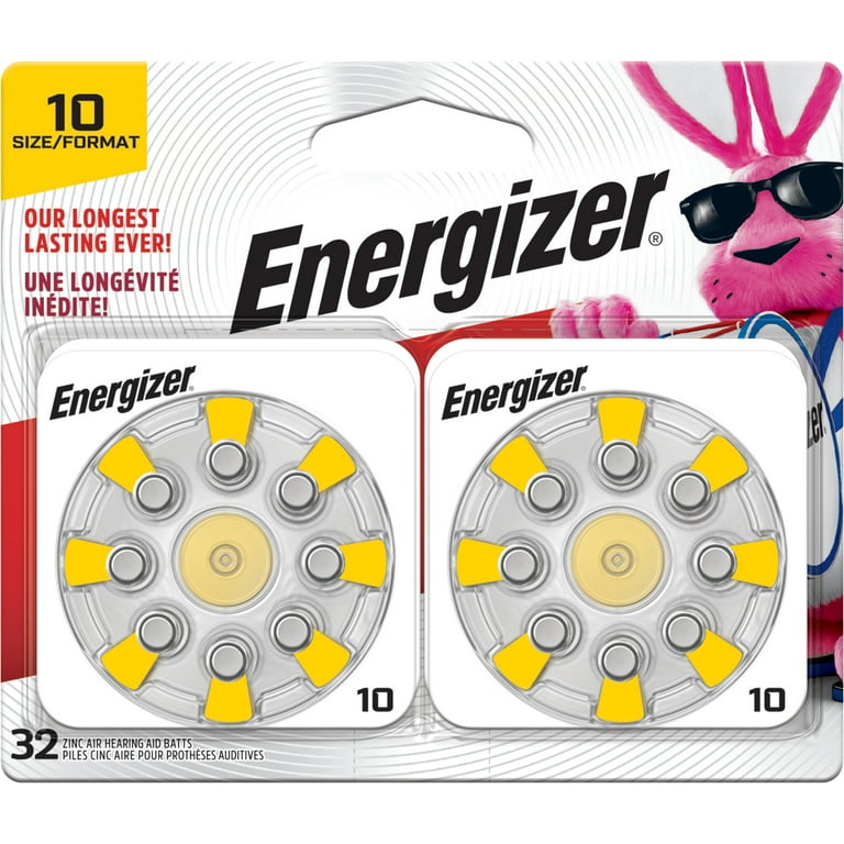 Energizer Size 10 Hearing Aid Batteries, Yellow Tab, 32 Pack
