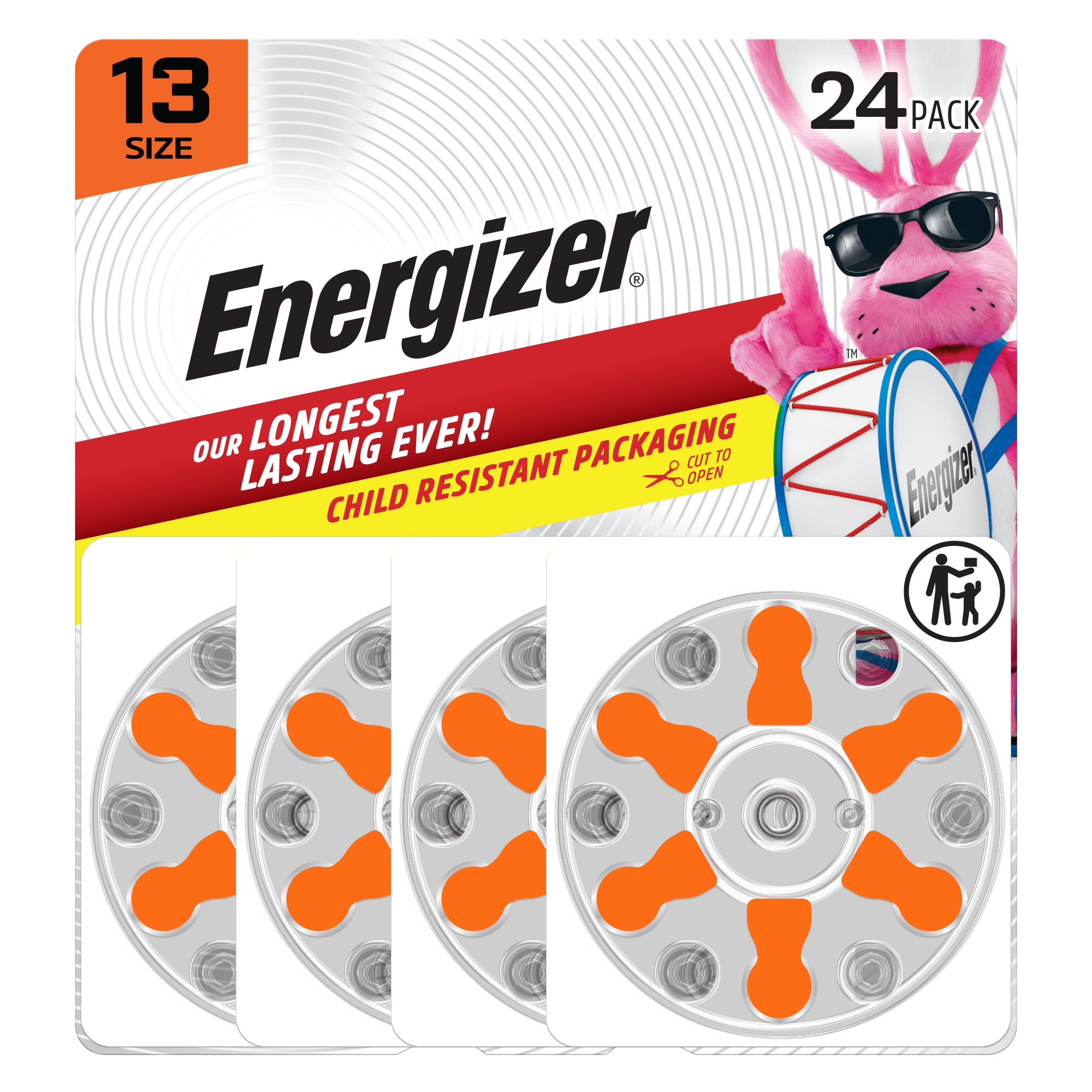 Energizer Hearing Aid Batteries Size 13, Orange Tab, 24 Pack HSA/FSA ...