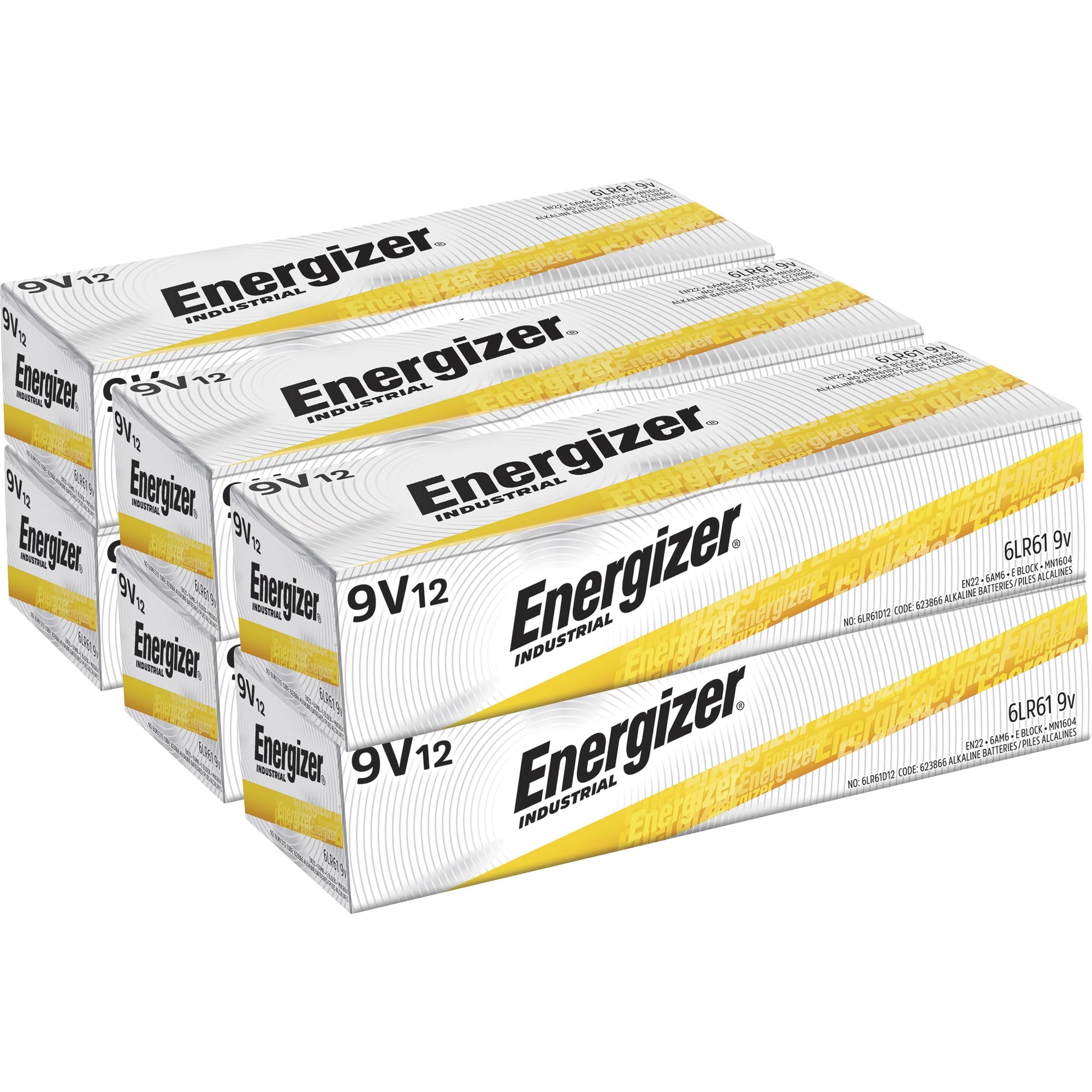 Energizer Industrial Alkaline 9v - For Multipurpose - 9v - 9 V Dc - 72 / Carton