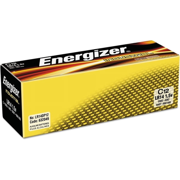 Energizer Industrial Alkaline C Batteries, 12 Count