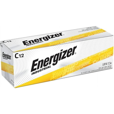 Energizer EN93 Industrial C 12 Alkaline Batteries, Pack of 12 — Residential Use, Standard Application