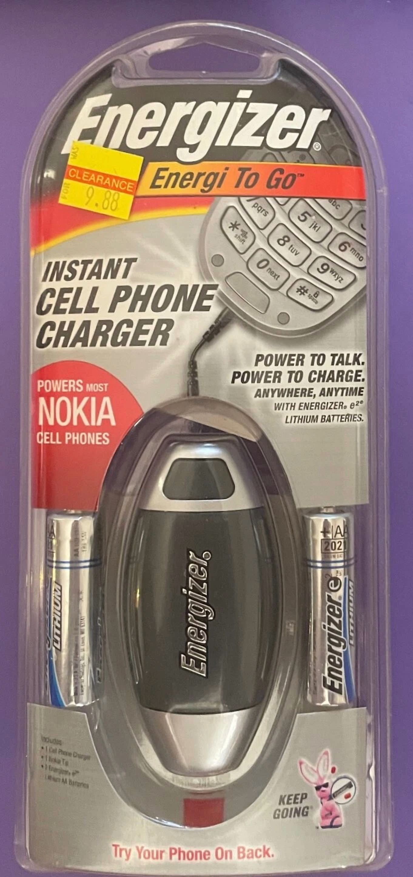 Energizer Instant Cell Phone Charger Powers Many Nokia Cell Phones