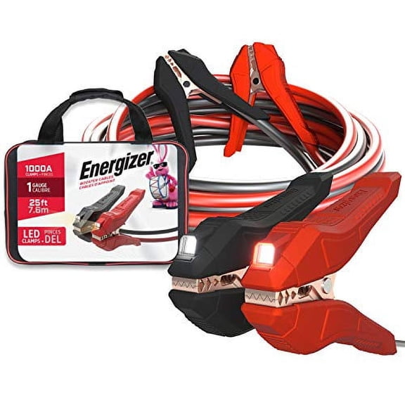 Energizer Jumper Cables for Car Battery, Heavy Duty Automotive Booster Cables for Jump Starting Dead or Weak Batteries - Carrying Bag Included 25 Ft 1 Gauge