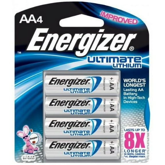 Energizer L91BP4 AA e2 Photo Lithium Batteries, 4 per Pack + Energizer L92BP4 Battery, Lithium 4 AAA Photo Battery