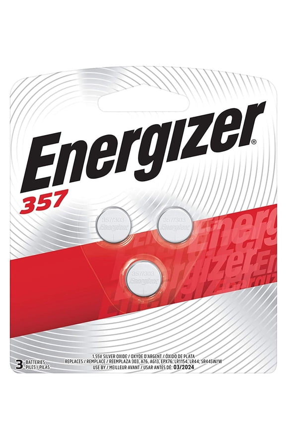 LR44 Battery, Silver Oxide 303, 357, AG13, or SR44 1.5 Volt Batteries 3 Count - Packaging May Vary