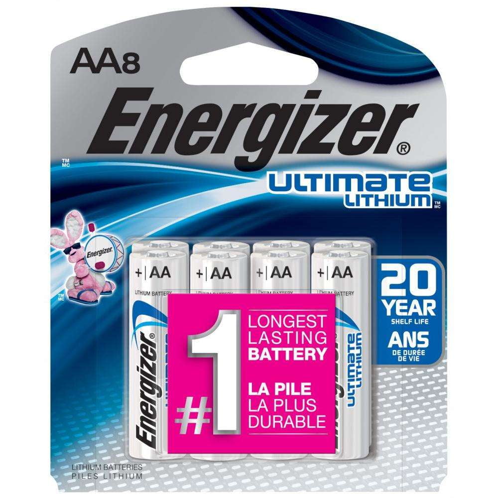 Energizer Lithium Batteries, AA, 8/Pack