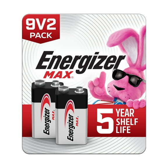 Energizer MAX 9V Batteries (2 Pack), 9 Volt Alkaline Batteries