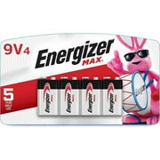 Energizer MAX 9V Batteries 4 Pack, 9 Volt Alkaline Batteries