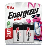 Energizer MAX 9V Batteries (4 Pack), 9 Volt Alkaline Batteries