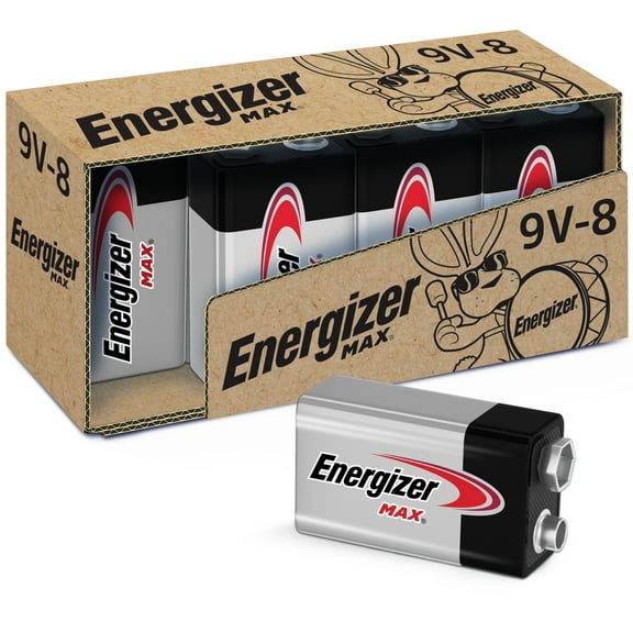 Energizer MAX 9V Batteries (8 Pack), 9 Volt Alkaline Batteries