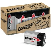 Energizer MAX Alkaline 9 Volt Batteries, 8 Pack
