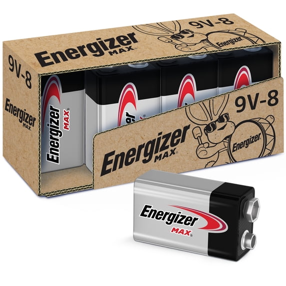 Energizer MAX Alkaline 9 Volt Batteries, 8 Pack