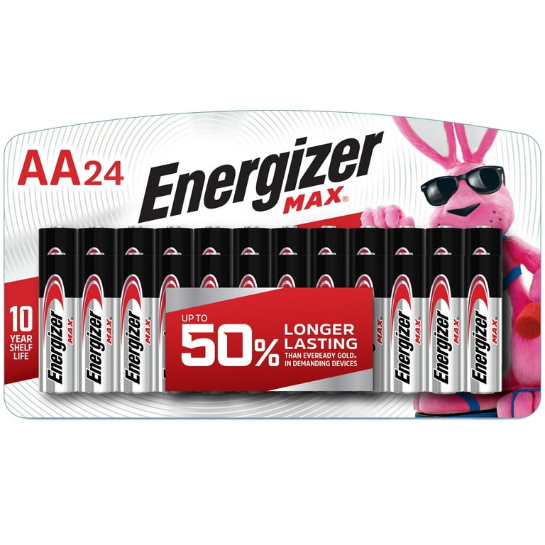 Batteries MAX Alkaline (24 Double A AA Batteries Energizer Pack),