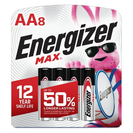 Energizer MAX AA Batteries (8 Pack), Double A Alkaline Batteries