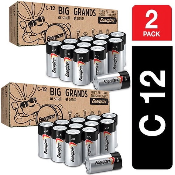 Energizer MAX Alkaline C Batteries, 24 Count (2 x 12 Packs)