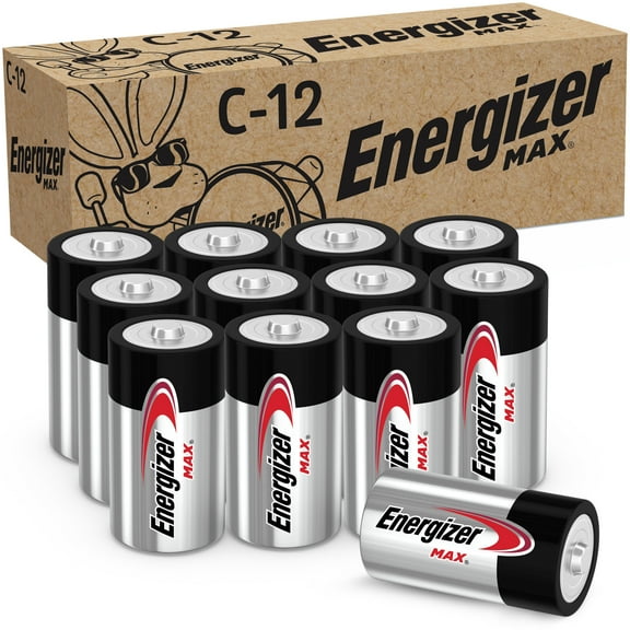 Energizer MAX C Batteries (12 Pack), C Cell Alkaline Batteries