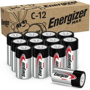 Energizer MAX C Batteries 12 Pack, C Cell Alkaline Batteries