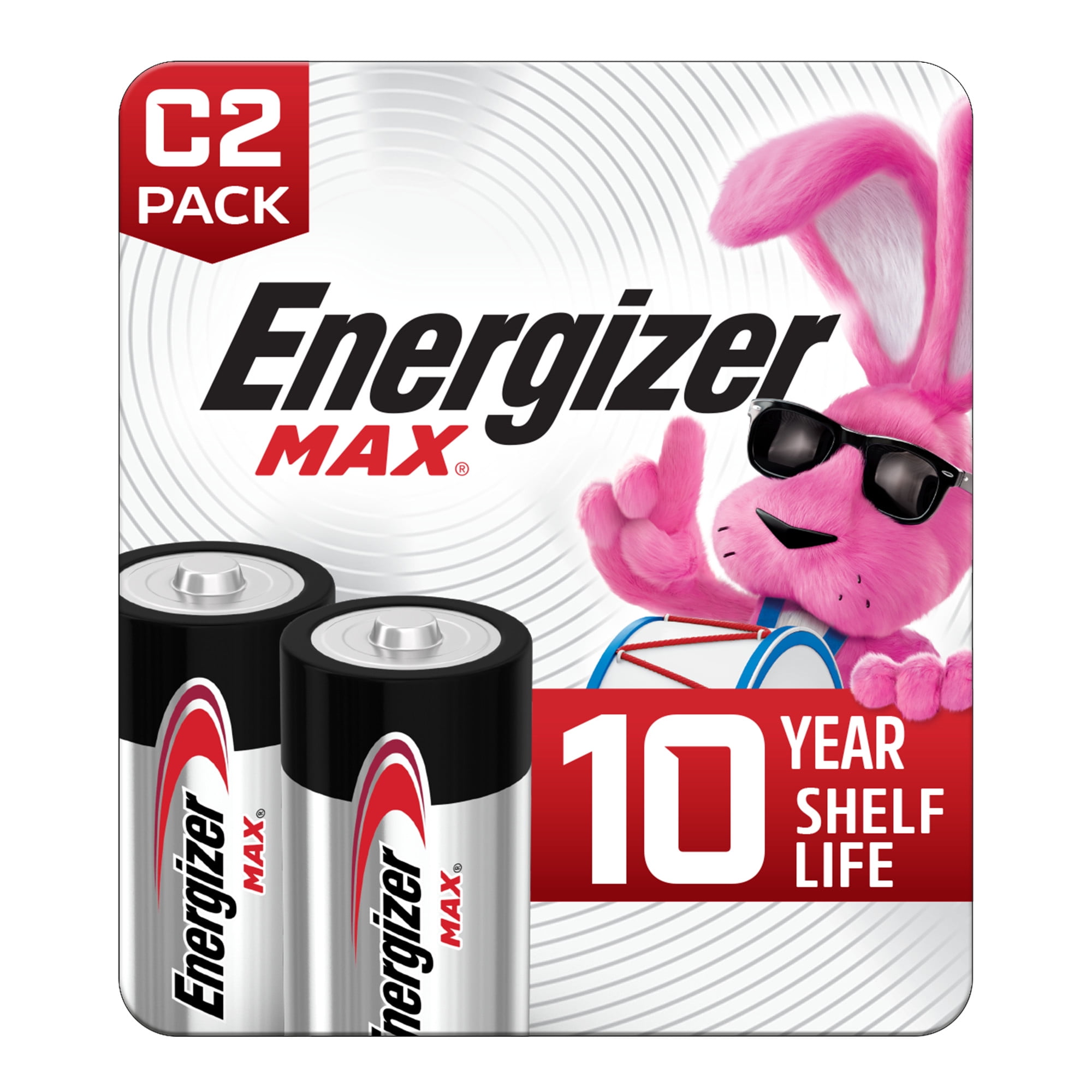 Energizer MAX C Batteries (2 Pack), C Cell Alkaline Batteries