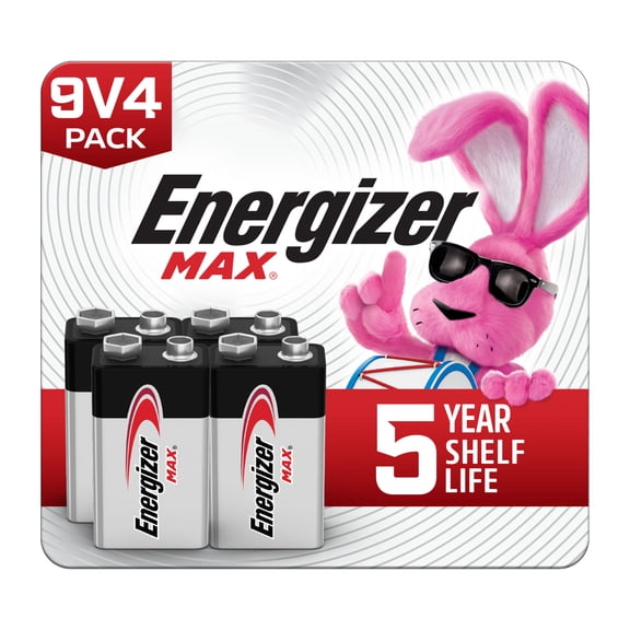 Energizer MAX 9V Batteries (4 Pack), 9 Volt Alkaline Batteries
