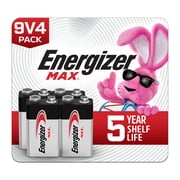 Energizer MAX 9V Batteries 4 Pack, 9 Volt Alkaline Batteries