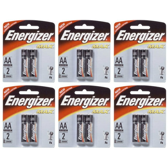 Energizer Max AA - 2 Pack Retail Carded - 12 Cards + Free Shipping