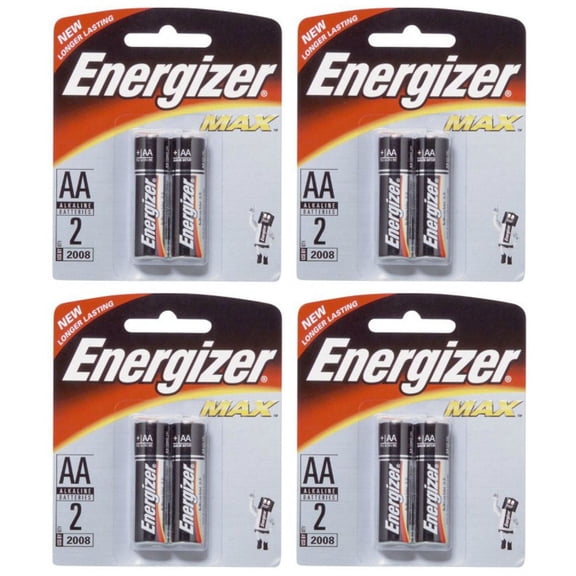 Energizer Max AA - 2 Pack Retail Carded - 4 Cards + Free Shipping
