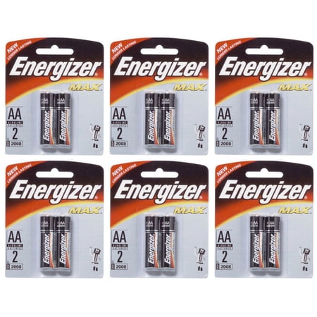 Energizer Max AA, 2 Pack Retail Carded, 6 Cards