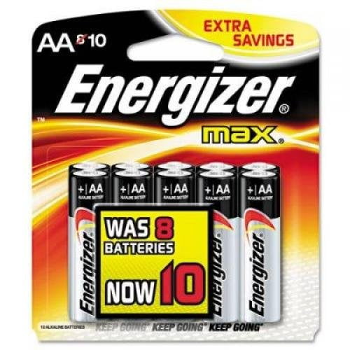 Energizer Max AA Alkaline Batteries (8+2 Value Pack)