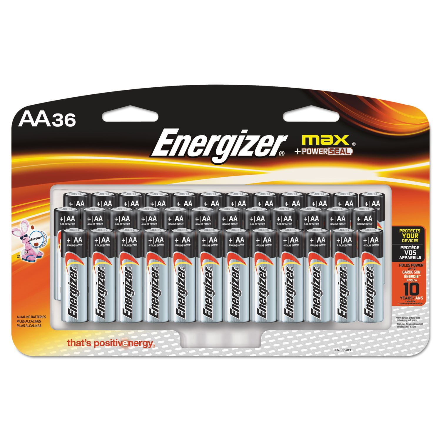 Energizer Max Alkaline AA Batteries, 36 Count