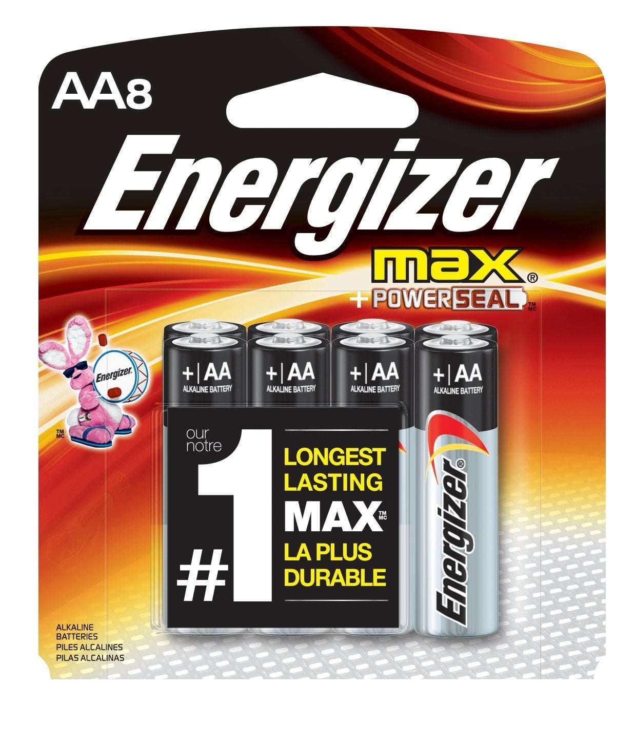 Energizer Max Alkaline AA Batteries 8 ea (Pack of 5)