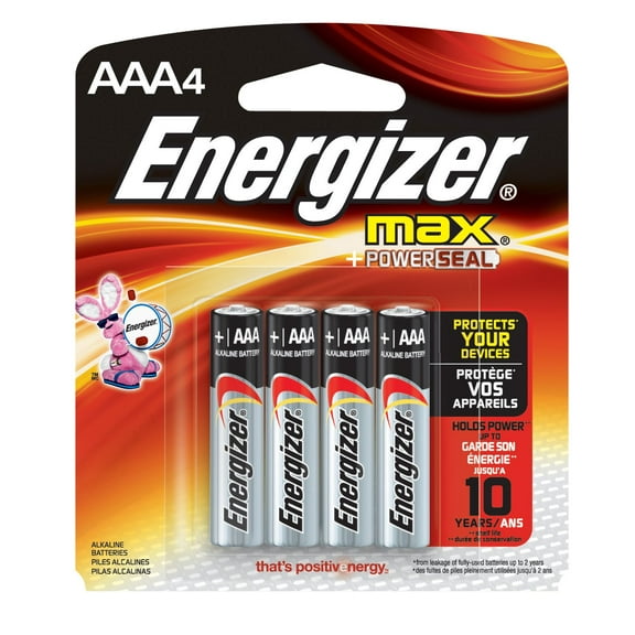 Energizer Max Alkaline AAA Batteries, 4 Count