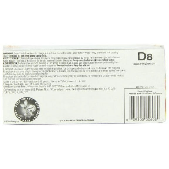 Energizer Max Alkaline Size D 8 pack