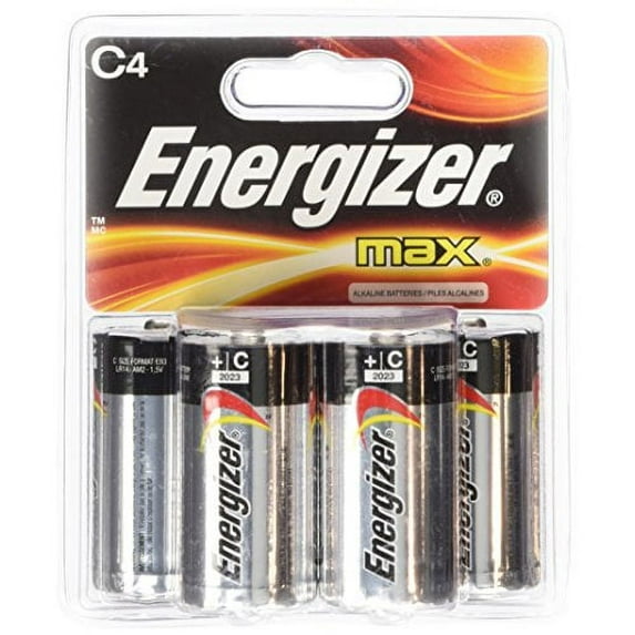 Energizer Max C4 C Cell Alkaline Battery - Total: 12 Batteries (3 X 4 Count Packs)