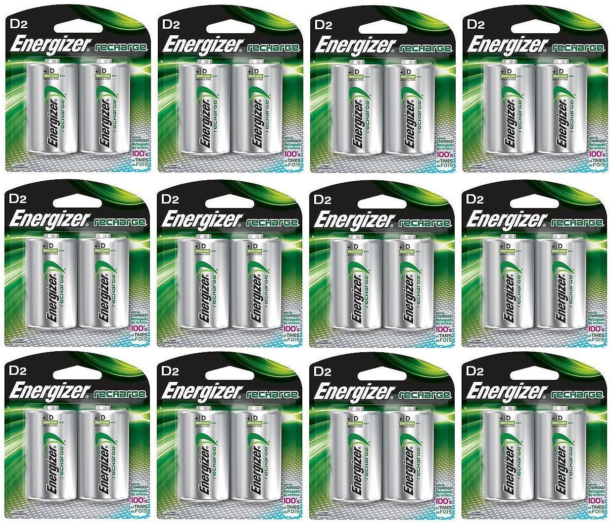Energizer NH50BP-2 Rechargeable D Nimh Batteries (12 Packs of 2 = 24 Batteries)