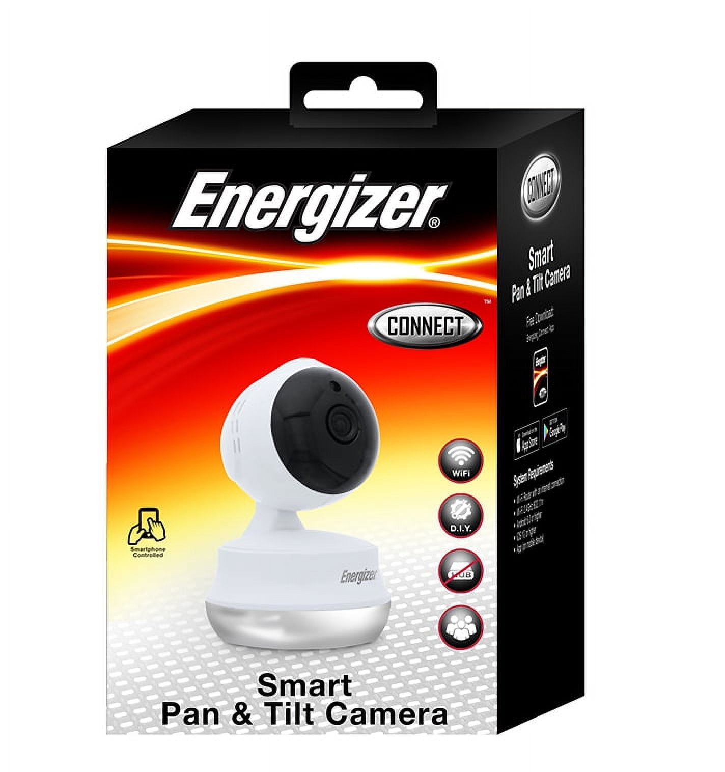 Energizer Night Vision Connect Wi-Fi Smart Home Security Camera with Pan and Tilt, White