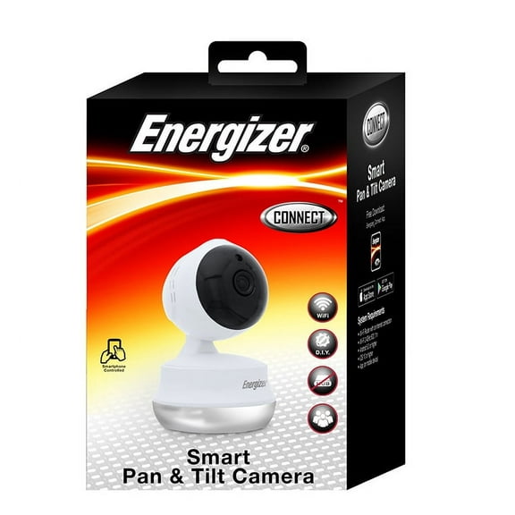 Energizer Night Vision Connect Wi-Fi Smart Home Security Camera with Pan and Tilt, White
