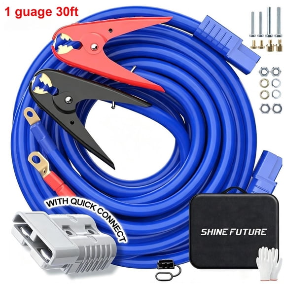 1 Gauge 800A Jumper Cables 30FT Heavy Duty Booster Cables with UL-Listed Clamps for Car SUV Truck with Carry Bag