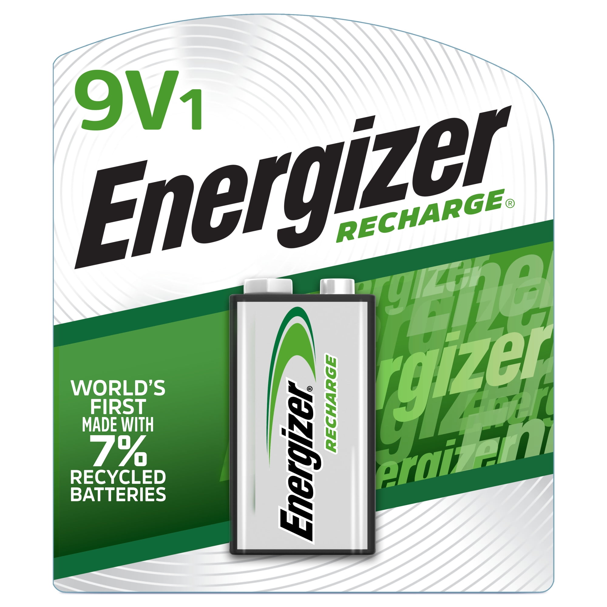 Energizer Recharge 9 Volt Battery (1 Pack), Rechargeable 9V Battery