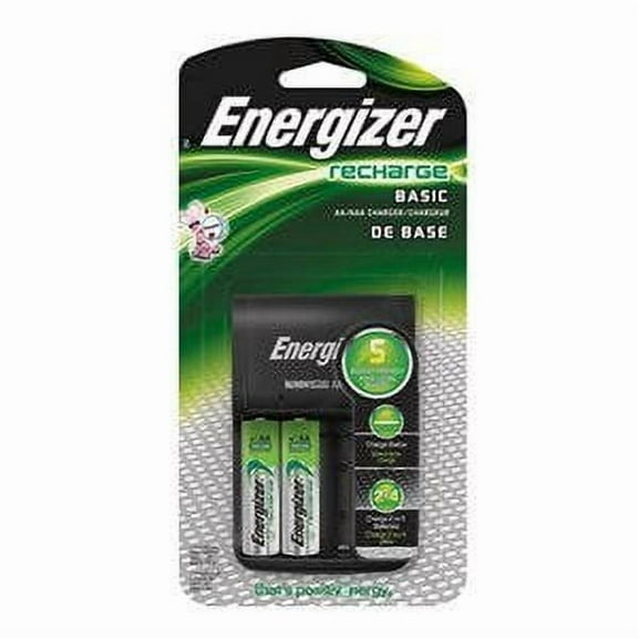 Energizer Rechargeable AA and AAA Battery Charger with 2 Rechargeable AA Batteries, Recharge Value Battery Charger for Double A Batteries and Triple A Batteries