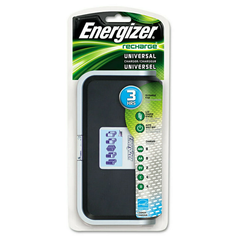 nieuws Steken Verhandeling Energizer Recharge Universal Charger for NiMH Rechargeable AA, AAA, C, D,  and 9V Batteries 12 V DC Input - Walmart.com