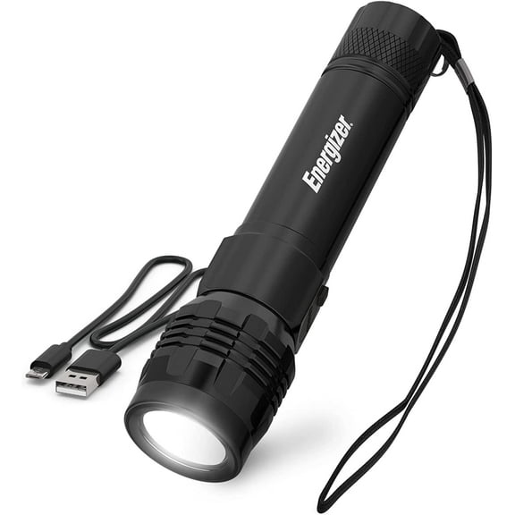 Energizer Rechargeable LED Flashlight X1000, Hybrid Power Capability, Ultra Bright 1000 Lumens, IPX4 Water Resistant, Rugged Aluminum Tactical LED Flash Light (USB Charging Cable Included)