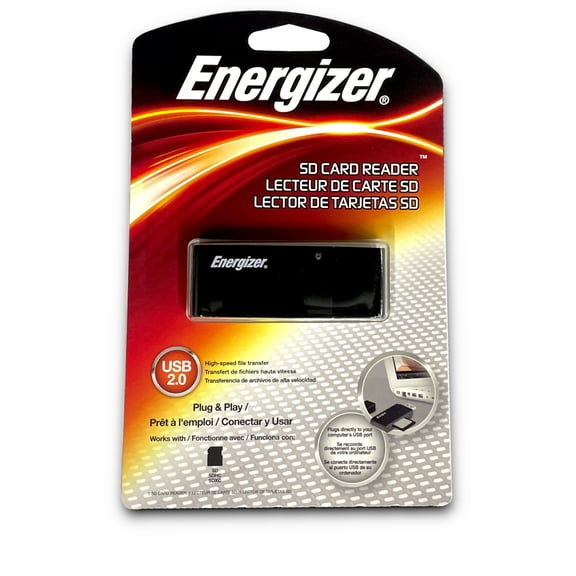 Energizer SD Card Reader -  High-Speed File Transfer, Plug and Play - Compatible with SD, MMC, SDHC, SDXC Cards