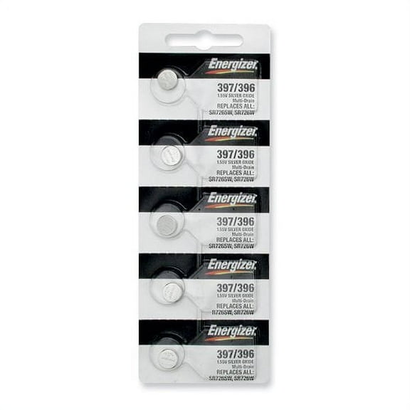 Energizer Silver Oxide Watch Battery 397/396 Button Cell, Pack of 5