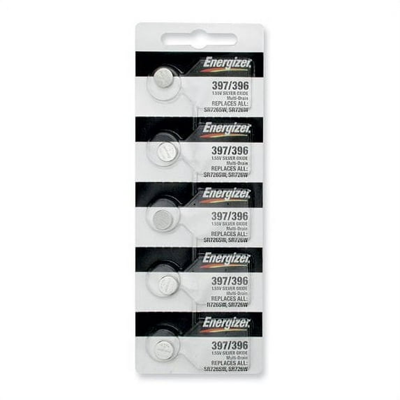 Energizer Silver Oxide Watch Battery 397/396 Button Cell, Pack of 5