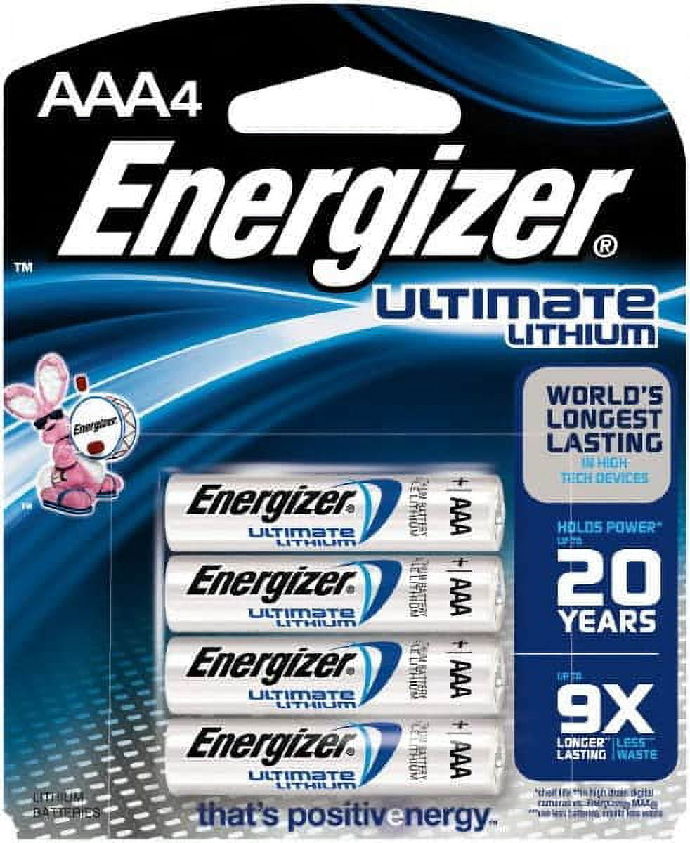 Energizer. Size AAA, Lithium, Photo Battery 1.5 Volts, Button Tab Terminal, FR03